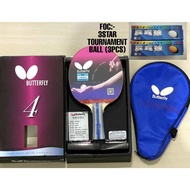 Butterfly TBC 401 402 Ping Pong Bat Complete set with rubber (FOC:- Double Fish 3 STAR Tournament Ba