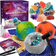 Gemstone Dig Kit, Dig up 15 Rocks & Minerals from Earth Moon Mars, Solar System Planets Geology Scie