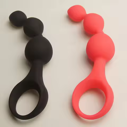 Flexible Anal Beads Butt Plug with Gradual Balls,Curved Prostate Massager G-spot Stimulator,Curved A