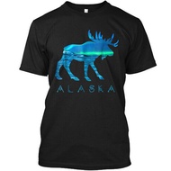 Alaskan Moose With Aurora Borealis Snow T-Shirt