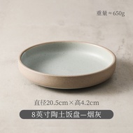 Creative Retro Style Deep Dish Ceramic Plate Japanese Style Restaurant Pasta Plate Coarse Ceramics D