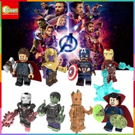 Avengers Minifigures Marvel Iron Man Groot Hulk Thanos Doctor Strange Captain America Mini Figure Building Blocks Toys