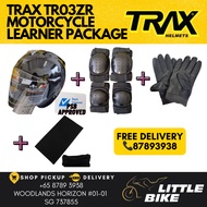 SG SELLER 🇸🇬 PSB APPROVED Trax Motorcycle learner package school kit bike helmet knee guards head sc