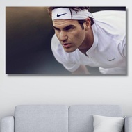 Roger Federer Portrait Canvas Print Famous Tennis Player Art Poster