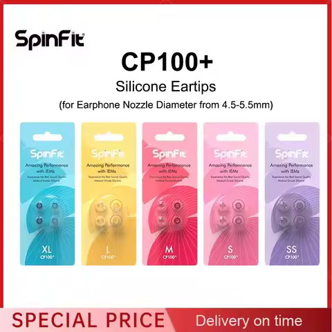 SpinFit CP100 + PLUS Silicone Eartips for HIFI Earphone Nozzle Diameter 4.5-5.5mm 2 Pairs For KZ TRN