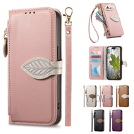 Wallet Phone Case for OPPO Realme Note 70 60X 60 60S 50 4G Leather Fashion Zipper Bag Leaf Buckle Fl