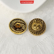 SMARTSIMPLE 8Pcs Vintage Cartoon Cat Hand Sewn Decorative Buttons For Clothing Coats Suits Trench Co