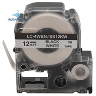5 Pack Replace -4WBN LC-4WBN9(SS12KW) Label Tapes for  LabelWorks LW300 LW400 LW500 LW700 Black On W