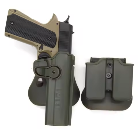 1911 Tactical Gun Holster with Double Magazine Pouch Pistol Holster Belt Holster Gun Paddle Carry Ca