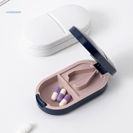 [AuspiciousS] Medicine Pill Cutter Box Portable Drug Box Useful Grinder Splitter Medicine Pill Holder Tablet Cutter Splitter Divider Pill Case