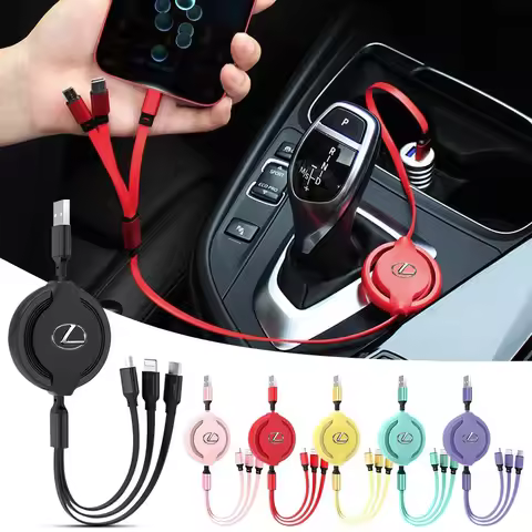 Car Interior Charging Data Cable Scalable 3 In 1 Phone Charger For Lexus IS250 IS200 CT200h GS300 LS