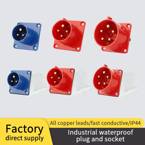 Waterproof Industrial Plug 3p 4 Pole 5 Pin Dustproof Male Female 16A 32A Wall Mounted Plug Panel Mou