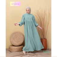 Gamis Hafsha Crinkle Airflow Abaya Yaman Basic Dress (Gamis Jumbo Abaya Busui Friendly) Gamis Lebara