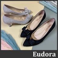 [Eudora] Wedding Shoes Bridal Pointed Heels Glitter High Bridesmaid Bow Stiletto