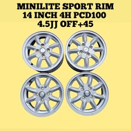 Minilite Sport Rim 14 Inch 4H PCD100 4.5JJ Off+45 For Kelisa Gino L7 Ori Used Japan