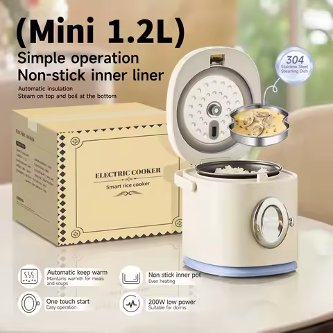 Electric Rice Cooker 1.2L Mini Rice Cooker Compact Rice Cooker Baby Food Pot Automatic Keep-Warm Fun