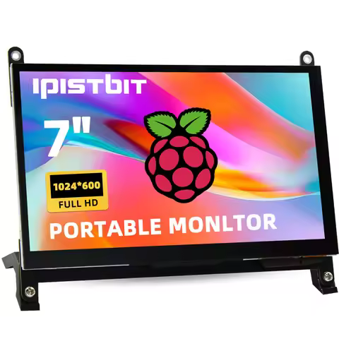 iPitsBit 7 Inch Raspberry Pi Monitor, IPS LCD HDMI Screen 1024x600 for Raspbery Pi 5 4 3B 2B B4,BB B