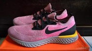 全新台灣公司貨NIKE EPIC REACT FLYKNIT 粉紅黑黃 跑步鞋 走路鞋 路跑鞋 運動鞋-US11.5