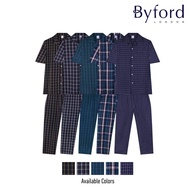 Byford Baju Tidur Lelaki | (1 Pc) Byford Men Woven Cotton Short Sleeve Long Pant Pyjamas Assorted Co