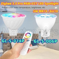 Zigbee 3.0 Pro RGB+CCT LED Spotlight 5W MR16 /GU10 GL-S-006P/GL-S-014P Tuya Smart Life APP Alexa Con