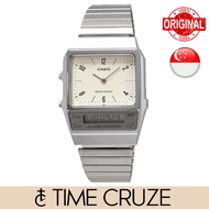 [Time Cruze] Casio AQ-800 Dual Time Adjustable Stainless Steel Cream Dial Men Watch AQ-800E-7 AQ-800