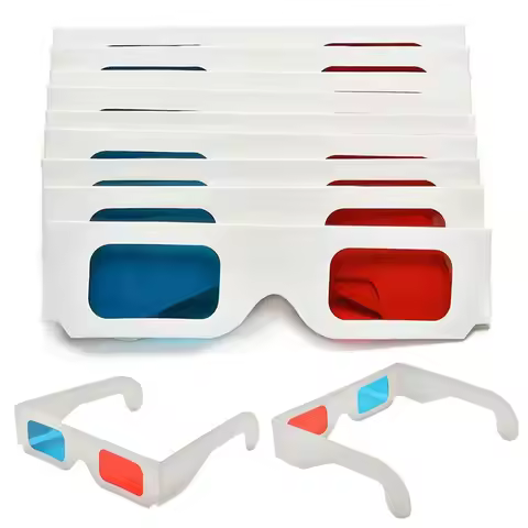 1Pc Universal 3D Glasses Cardboard Paper Glasses Portable Red Blue Cyan 3D TV Movie Game Glasses for