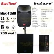 Paket Speaker aktif Baretone 15 inch 15mb + Subwoofer Aktif betavo 15