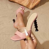 Women's Square Toe Open Toe One Strap Mule High Heels, Premium Texture, Sexy And Fashionable, Casual