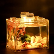 Desktop Aquarium Fish Tank Turtle Tank Office Mini Betta Aquatic Plant Ornamental Fish Tank With Lamp Creative Aquarium Supplies