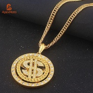 ApexMoto Big Rotatable US Dollar Money Sign Pendant Necklace Men Rapper Hip Hop New