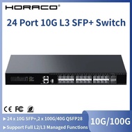 HORACO 10G 24 Port L3 Managed SFP+ Switch with 100G QSFP28 Ethernet Switch Optical Network Switch SF