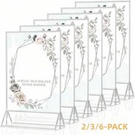 Silver Double-Sided Photo Frame 2/3/6pcs 4x6 /5x7/6x8/8.5x11 Acrylic Table Number Holder, Transparen