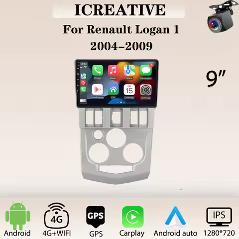 Car Radio Carplay for Renault Logan 1 2004 - 2009 Multimedia Player 2din Stereo Headunit Android 9 I