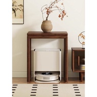 All Solid Wood Sweeping Robot Above Shelf Fish Tank Shelf Shelf Moving Table Corner Table with Wheel