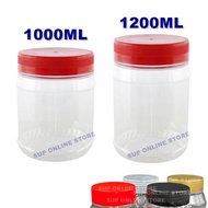 MERAH 1000ml &amp; 1200ML New year Cookie Jar/Red Empty Balang/Plastic Balang Kuih Pet container/ Balang Biskut -Red Buttonscarves