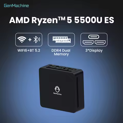 Pc Gamer GenMachine Mini PC AMD Ryzen™ 5 5500U ES 6 Core 12 Thread 2.1GHz Up to 4.0GHz 15W CPU Windo