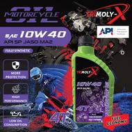 TRIMOLY-X TRIMOLYX 4T 10W40 1L Fully Synthetic API SP JASO MA2 Motorcycle Engine Oil Minyak Hitam Pelincir Motosikal