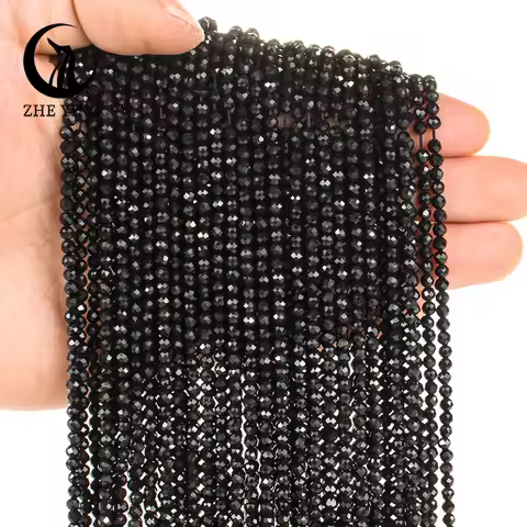 Zhe Ying 4mm Natural Black Tourmaline Beads Faceted Loose Gemstone Beads for DIY Jewelry Making Acce