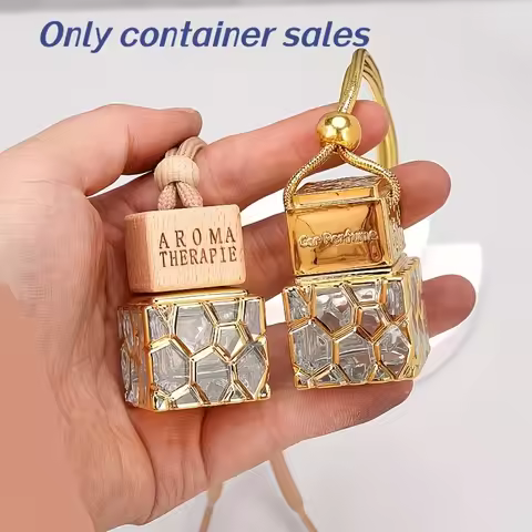 20PCS 8ml Car Perfume Pendant Bottles Water Cube Empty Glass Bottles Reusable Fragrance Diffuser for