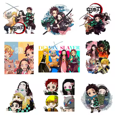 Anime Demon Slayer Patches for Clothes Heat Transfer Thermal Stickers DIY Women T shirt Iron on for 