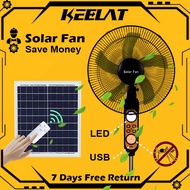 Keelat Rechargeable Solar Fan DC Fan Stand Fan With LED Light+16 inch Fan Adjustable USB Rechargeabl