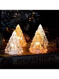 1 件水晶迷你聖誕樹燈 - 無焰 Led 電子蠟燭夜燈,適用於家居裝飾和酒吧