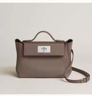 Hermès 2424 mini 大象灰 內拼烏木色 Etoupe Ebene Hermes lindy birkin