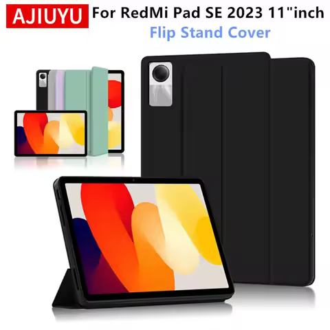 AJIUYU For Xiaomi Redmi Pad SE Case 11 inch 2023 Tri-Folding Flip Stand Cover For Redmi Red Mi Pad S