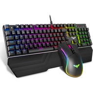 havit Wired RGB Mechanical Gaming Keyboard &amp; Mouse Combo Set UK Layout,  Blue Switch Mechanical Keyboard