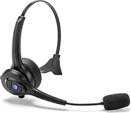 Blue Tiger Advantage Plus Wireless Bluetooth Headset - Professional Trucker and Office Headset with Microphone - Durable, Noise Cancelling, Clear Sound, Long Battery Life, No Wires - 36 Hour Talk Time