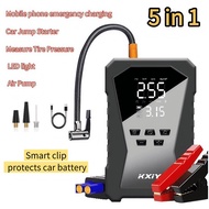 5 IN 1 Jump Starter Power Bank Tire Inflator Portable Rechargeable Car Start Jumper Kereta