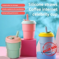 380ml Colorful Water Bottle With Straw Water Bottle Portable Leakproof Drinking Cup Plastic T4u4