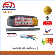 Fajar Flexble Cable 1.5mm 3Core  ( 30 /0.25)3core Per Meter