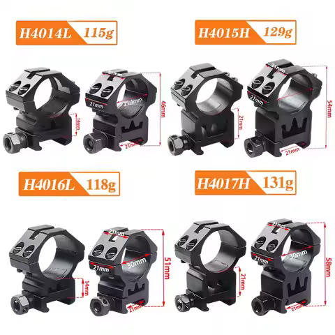 2pcs 25.4/30mm Scope Ring Mount 21mm Picatinny Weaver Rail Hunting Riflescope Optics Flashlight Lase